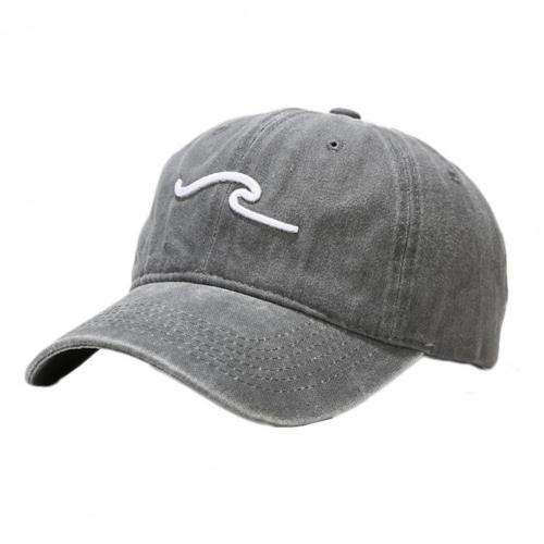 Gorra de béisbol con bordado de ola de mar lavada, gorro de béisbol con bordado de ola de mar ajustable, duradero, Unisex: Grey