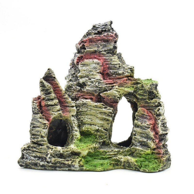 Aquarium Rockery Mountain View Rock Cave Stone Tree Fish Tank Ornament Decoration Aquarium Accessories