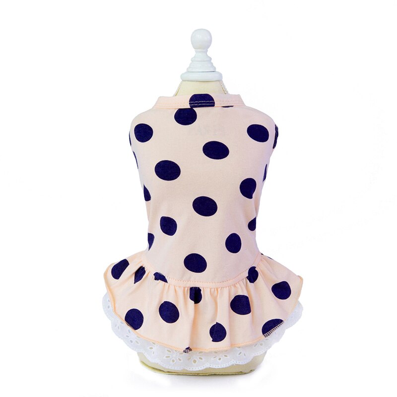 1PC Summer Dot Puppy Dog Cat Dresses for Yorkies Chihuahua Clothing Soft Cotton Lace Pet Clothing for Dogs Cats Pets Skirt Dress: Pink / XL