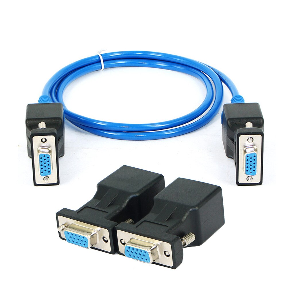 1 Paar Vga Extender Man Vrouw Naar Lan RJ45 CAT5 CAT6 20M Netwerk Kabel Adapter Man-vrouw/vrouw Tot Vrouw/Man Mannelijke 01: B