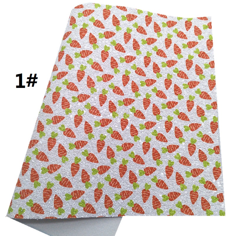 Pääsiäisporkkanat painettu paksu glitter vinyyli kangas arkki huopa tausta synteettinen nahka tekovinyyli tee itse  a4 koko  r484a: 1-21 x 29cm