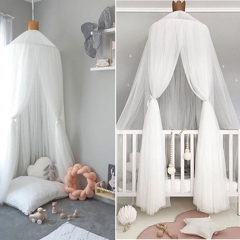 Mosquitera de verano para niños y niñas, cama redonda romántica, cubierta de cama, dosel para guardería