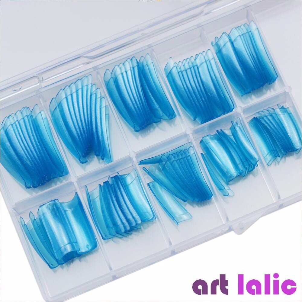 100 st/ set fransk stil nagelspetsar pärlemorfärg falsk akryl uv gel nail art spets glans yta