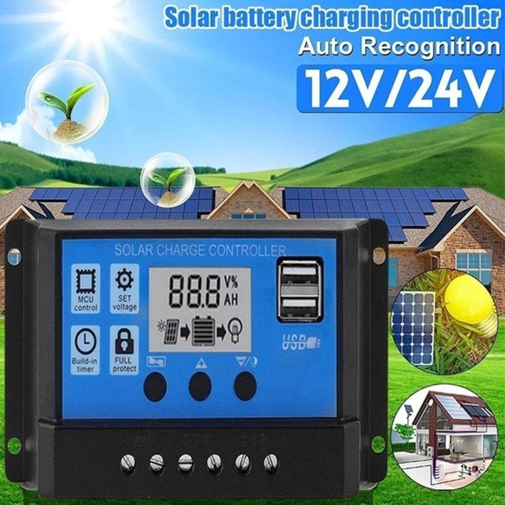 PWM Dual Usb Solar Charge Controller PWM Controller Lcd Home Boat 12/24v PWM Solar Controller Solar Controller 5V/1.2A