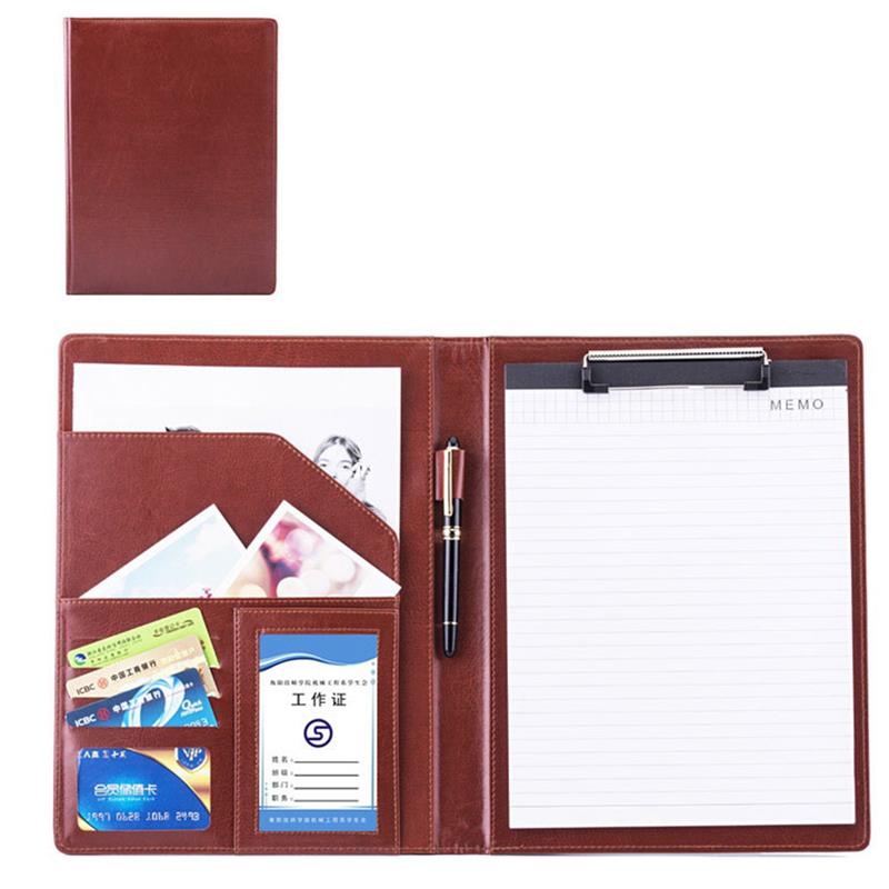 A4 Pu Lederen Map Met Rekenmachine Multifunctionele Kantoorbenodigdheden Organizer Manager Document Pads Aktetas Padfolio Tassen: Light Brown