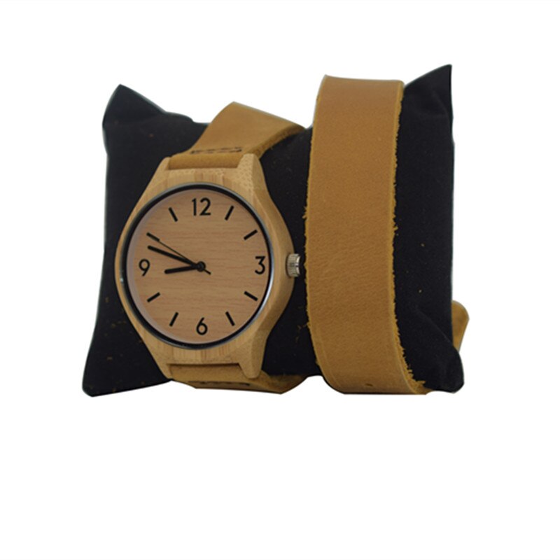 Womens Lederen Bamboe Houten Horloges Met Lange Geunine Lederen Horlogebanden Beste Cadeaus Voor Meisje Vrienden