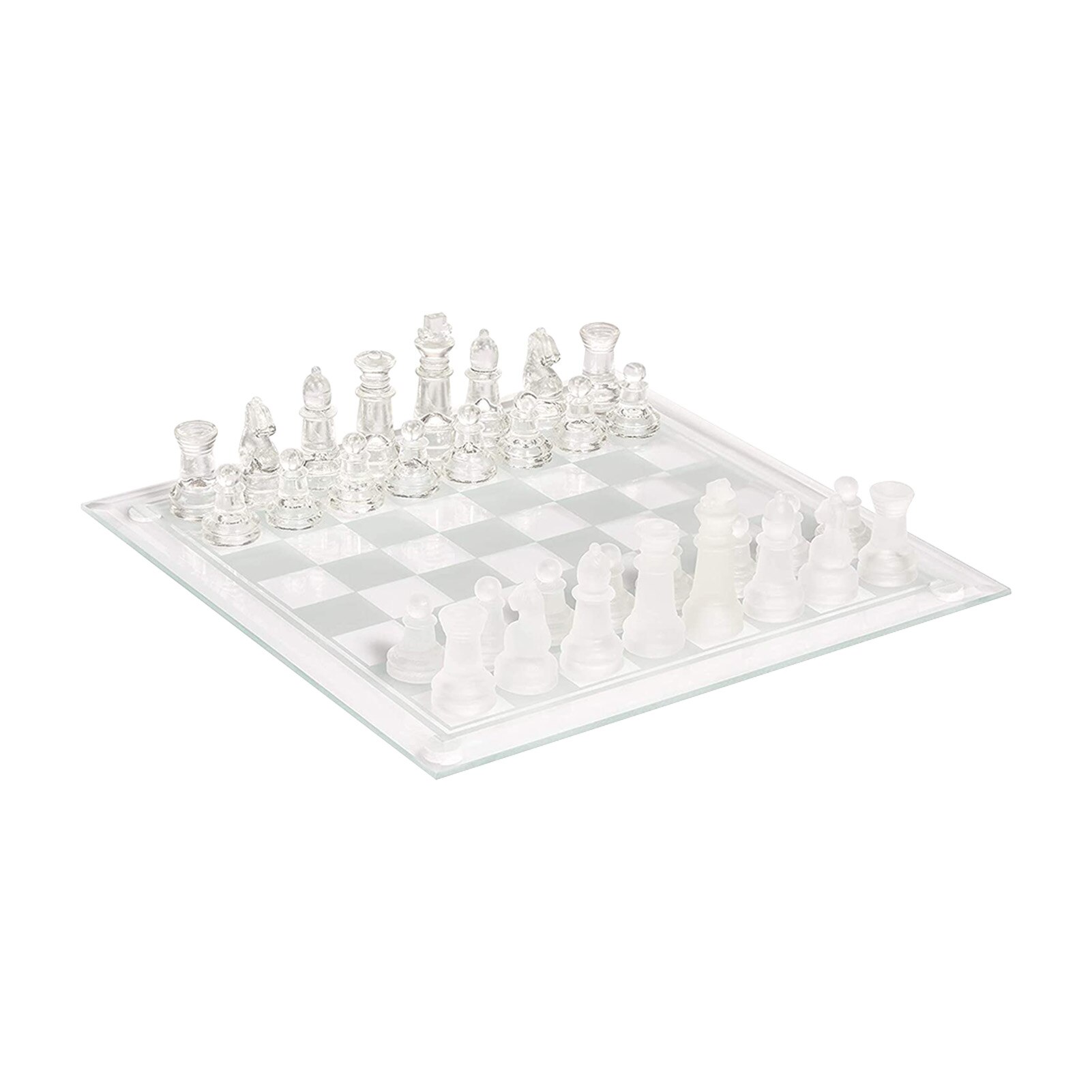 Portable Gaming Glass Chess Set Party Home For Adults Kids Fully Functional With Chessboard Clear Frosted