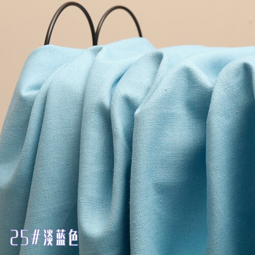 Camisas de verano de lino y algodón liso, 148cm de ancho, color liso, para ropa, por yarda: Light blue