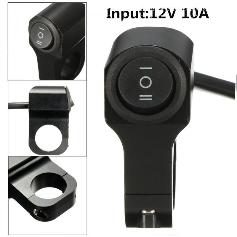 12V Aluminum Alloy Motorcycle Handlebar Switch Modified Handlebar Three-position Waterproof Switch Fog Spotlight Switch Tested