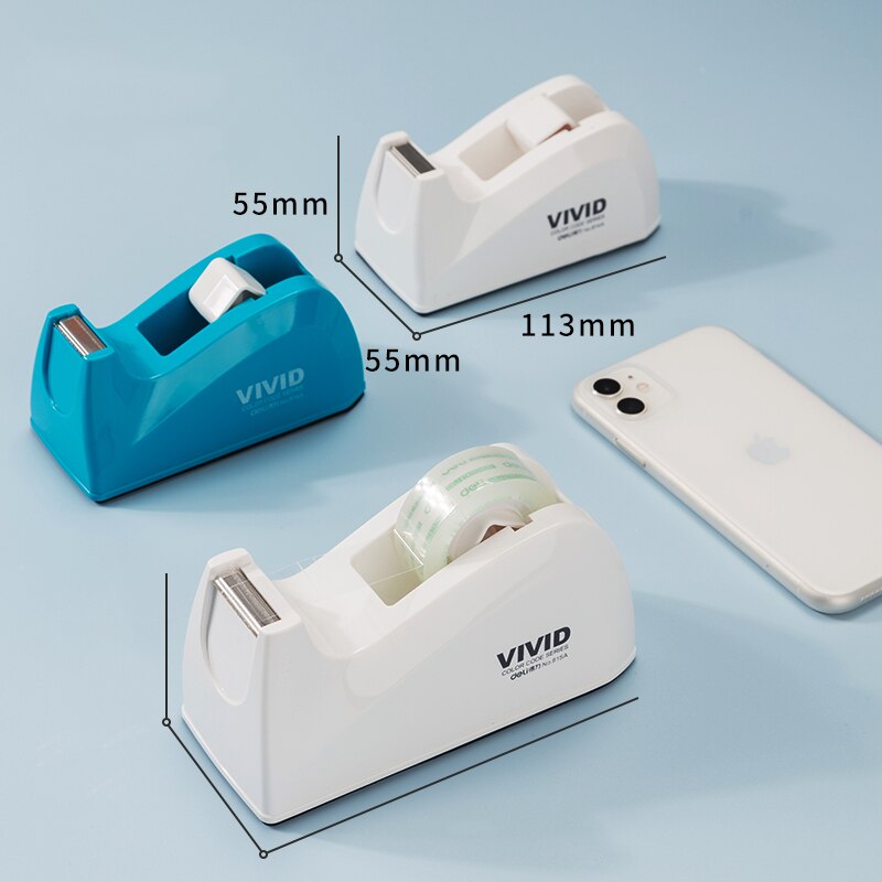 DELI Cute Office Tape Dispenser Plastic Stationery Sealing Tape Cutter Washi Tape Storage Organizer Cutter Office Tape Dispen
