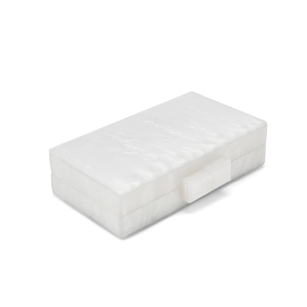 Bolso de mano de acrílico con espejo para mujer, bolsa de mano de acrílico blanco perla, hecho a mano, proveedor de fábrica de China, tamaño 18x10 cm