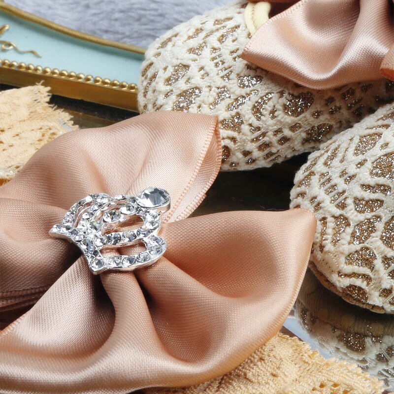 Poppende baby peuterschoenen gouden strik diamant kroon katoenen zachte onderkant elastische band gesloten babymeisje peuterschoenen hoofddeksel
