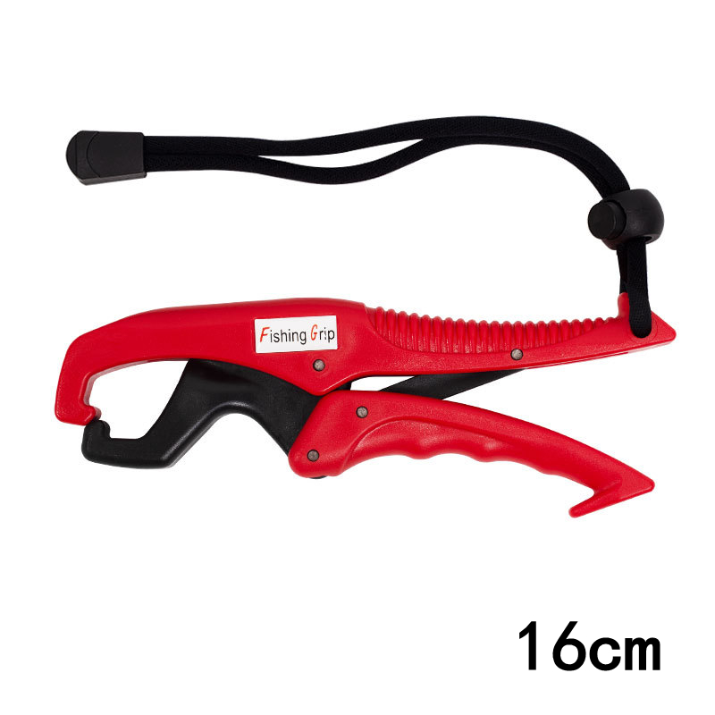 Fish Grabber Plier Controller Fish Grip ABS Grip Tackle Holder Fish Clamp with Adjustable Rope Fishing Tackle Accessories: Red 16cm