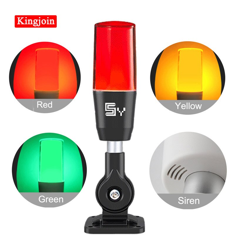 Industriel signaltårn sikkerhedsstak alarm lys lampe pære rød grøn gul lampe led hvid plast indendørs 1 lag med sokkel