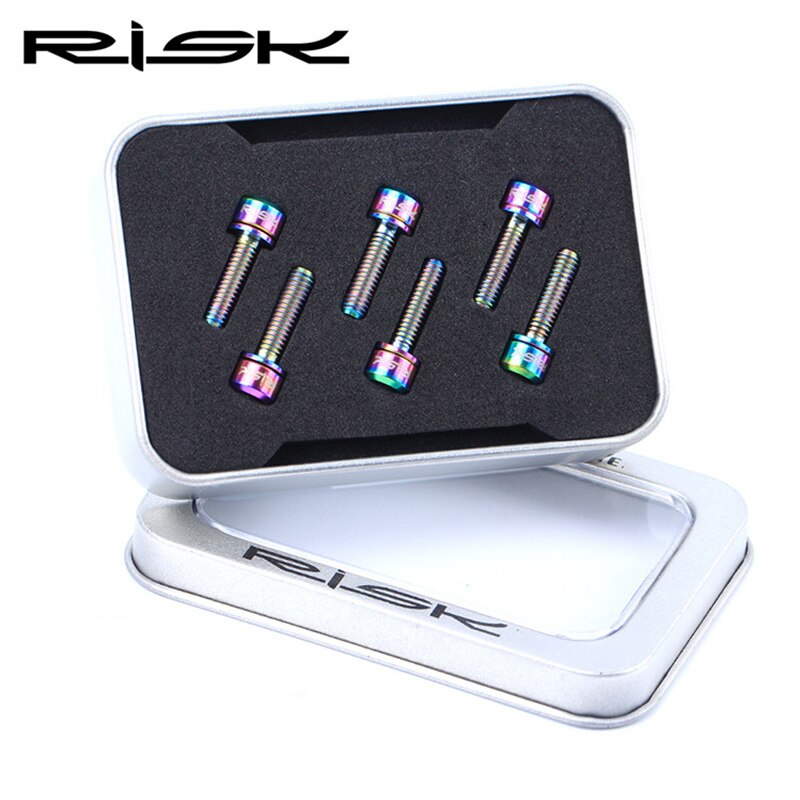 6 sztuk ryzyko M5x18/20 górska droga mostek kierownicy roweru śrubin mocujące podkładki rowerowe zatrzymać tytanu przedni widelec stałe śrubin: M5x18 tęcza