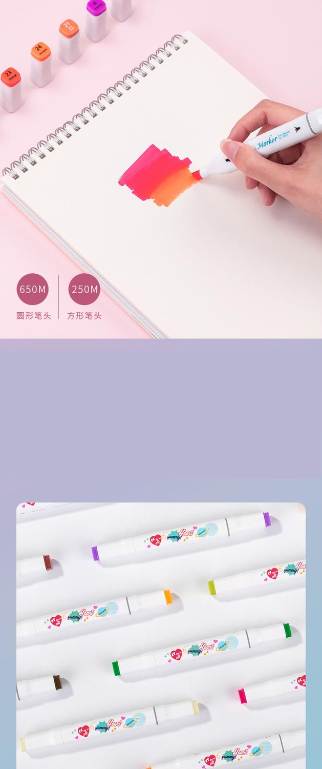 Deli Art Marker Set 24/36/48/60 Colors Dual Tip Art Marker Pens Fine Liner Markers Watercolor Drawing Painting Pen School