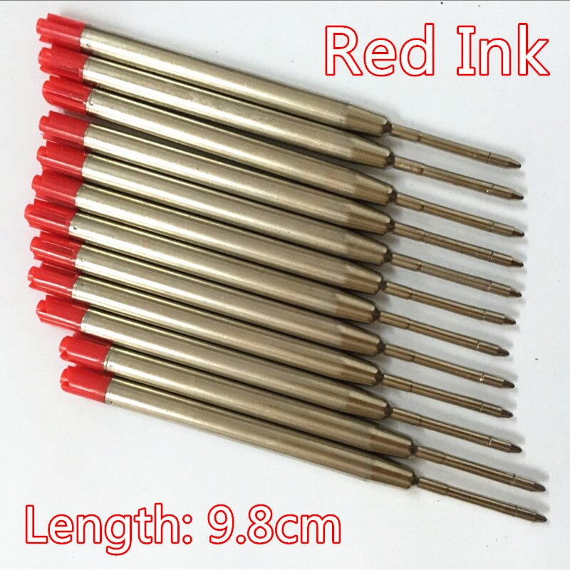 10 stks/Internationale Standaard balpen Refill Metalen rode Inkt 0.5mm Teken Pennen Vullingen School Kantoorbenodigdheden