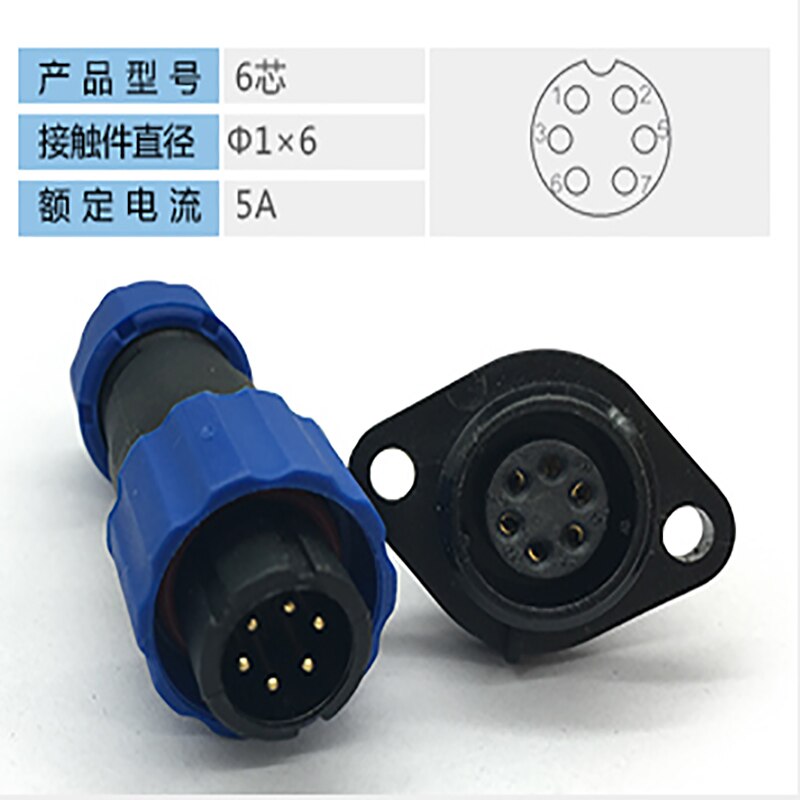 Luchtvaart Plug SP13 IP68 Waterdichte Connector Male Plug & Vrouwelijke Socket 1/2/3 .. 5 ../9P terug Moer Panel Mounted Draad Kabel Connector: SP13-6F
