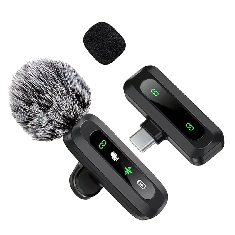 Microfono da bavero wireless 3CGRO-J3 Connettore USB tipo C Microfono con cancellazione del rumore per lo streaming Modello polare unidirezionale