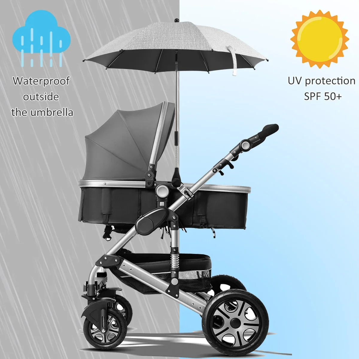 Universal baby car stroller umbrella, adjustable shade umbrella, uv sunshade for strollers, sun visor, portable sunshade item