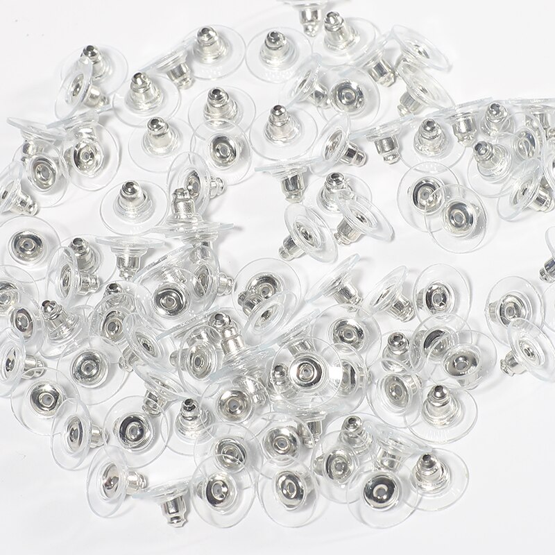 50 stücke DIY Handwerk Zubehör Silizium Zucht Ohrring Zurück Stopper Ohr Beitrag Nüsse Schmuck Erkenntnisse Komponenten Gold und Silber