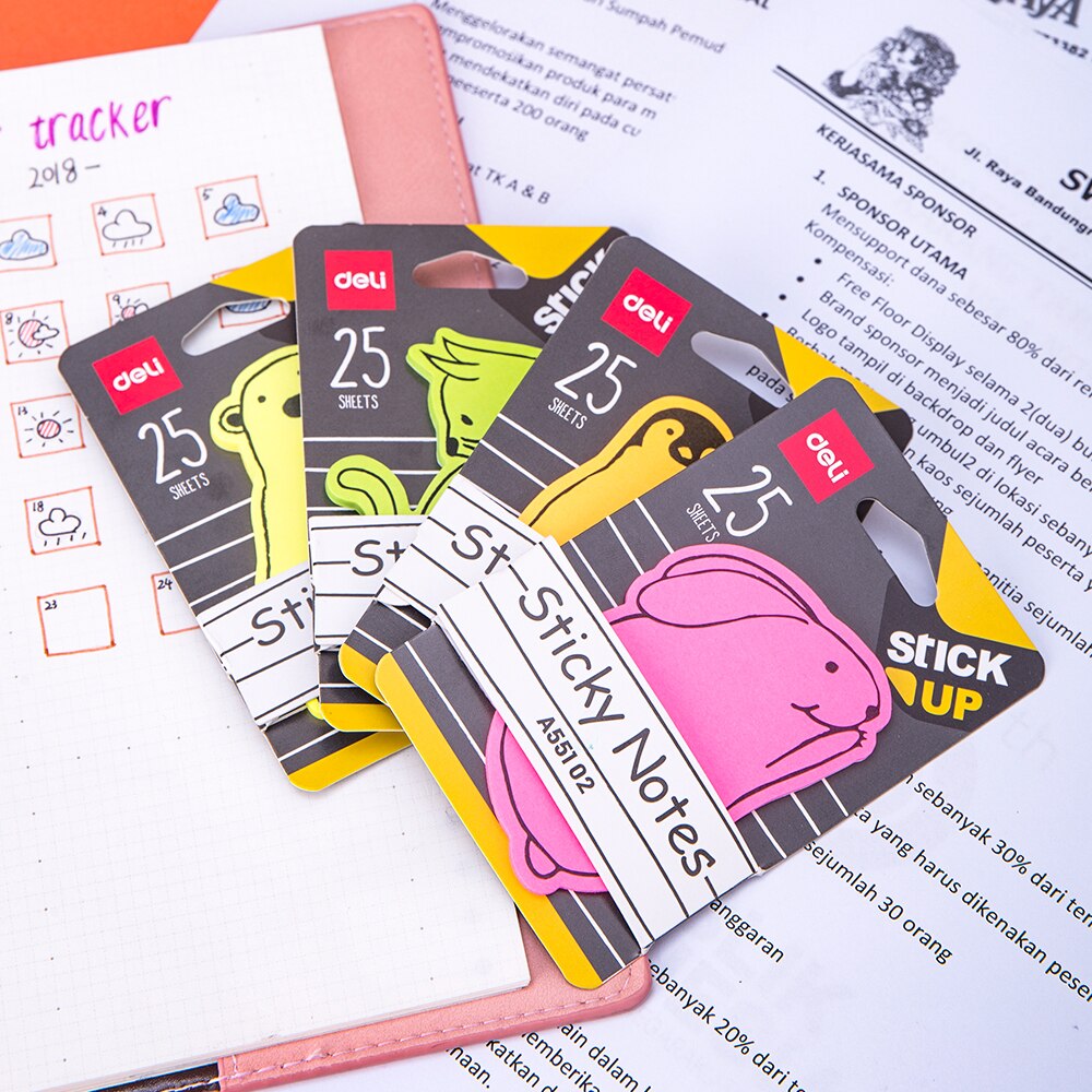 Deli Fancy Sticky Notes kawaii memo pad 4Bags/Lot animal School Supplies Stationery Planner Post paper stickers EA55102