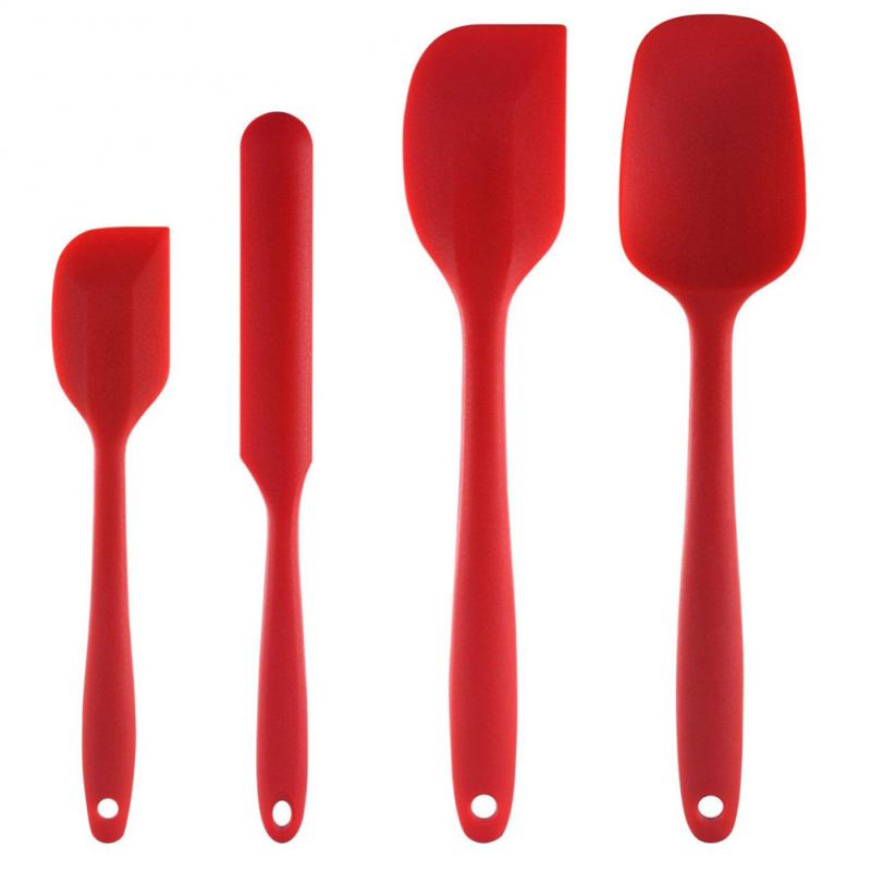 Four-piece Suit Baking Spatulas For Kitchen Cook Utensils Set For Cooking Baking And Mixing Cake Spatula Bakeware Sets: red