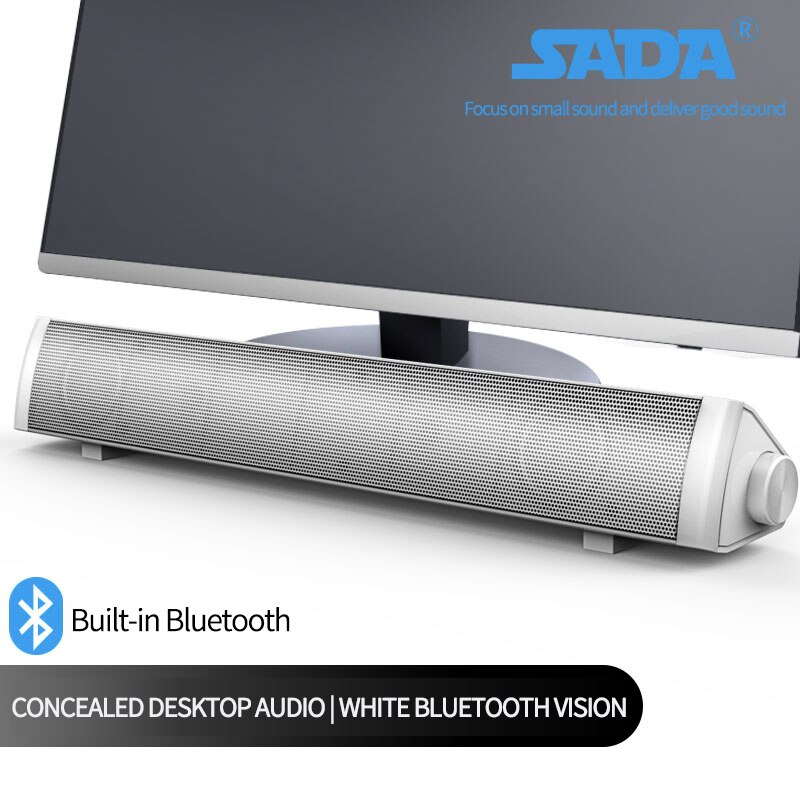 Computer Speakers Wireless Bluetooth Speaker USB Powered Soundbar For TV Pc Laptop Gaming Portable USB Mini Speaker Music Player: White Bluetooth