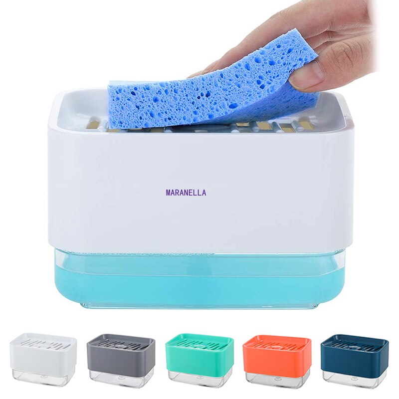 Multiful Seife Pumpe Spender Kasten Küche Gericht Flüssigkeit Seife Presse Kasten mit Schwamm Halfter Hause Reiniger Behälter 330ML