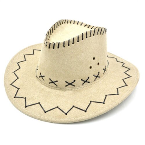 1 Uds. Sombrero de Sol de cuero de imitación sombrero de vaquero hombres y mujeres gorras de viaje gorras del oeste de Chapeu Cowboy