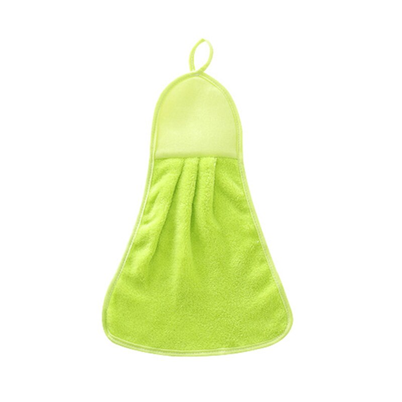 Nueva Toalla de mano de Color sólido, paños de cocina absorbentes de agua, toalla suave colgante, para manos Toalla de microfibra, suministros de cocina: Green towel