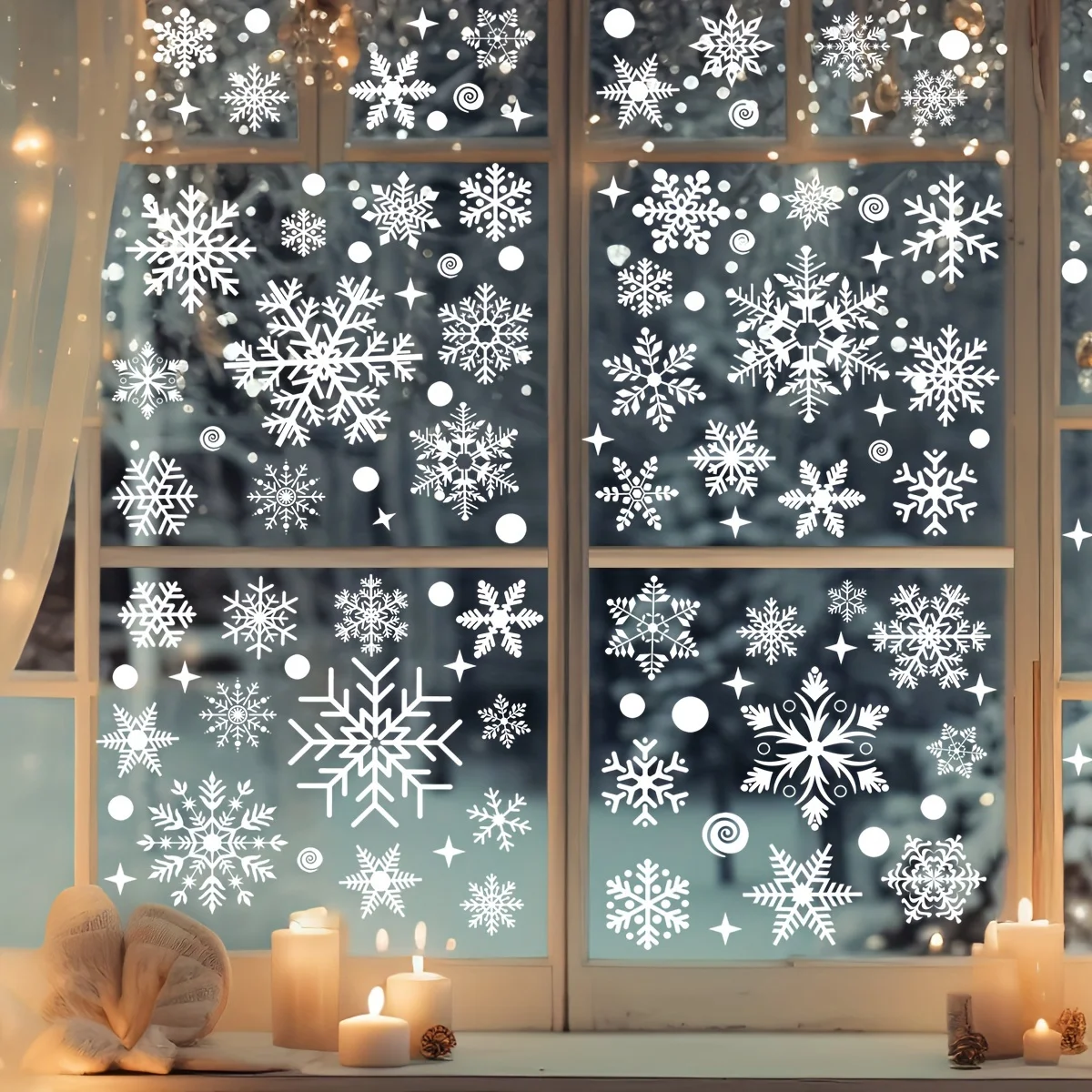 137 Christmas Snowflake Window Flowers - PVC Electrostatic Stickers for Glass - Reusable Winter Decorative Stickers: Default Title