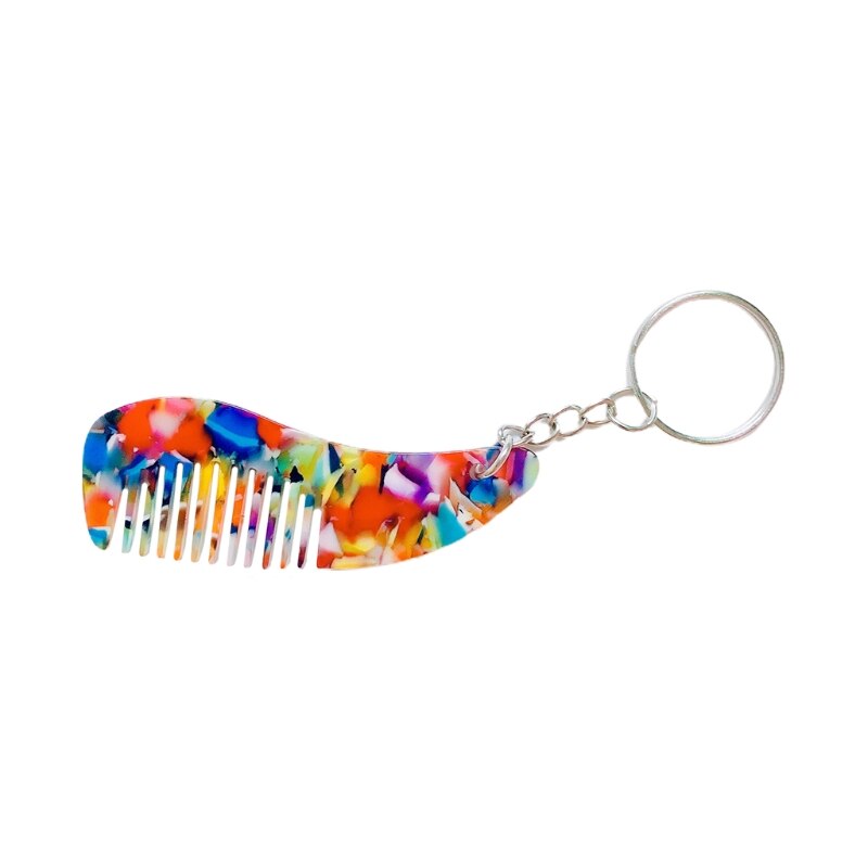 Mini peigne à cheveux en acétate , porte-clés Portable, belle brosse à cheveux imprimée léopard, outils de coiffure, porte-clés de voyage pour femmes