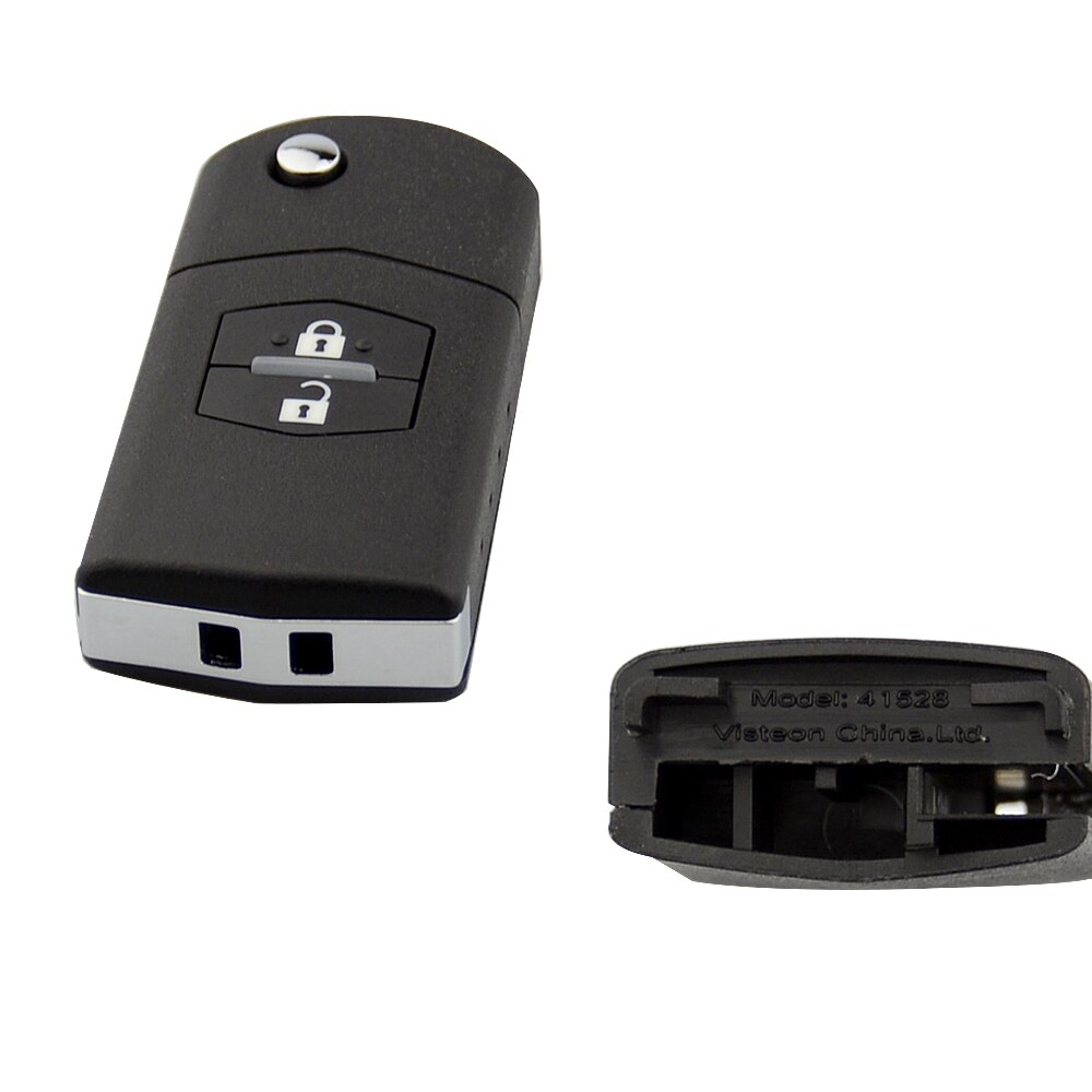 OkeyTech 2 Button Flip Folding Remote Car Key Shell Replacement Cover Case Fob with Battery Holder For Mazda 3 5 6 M6 RX8 MX5