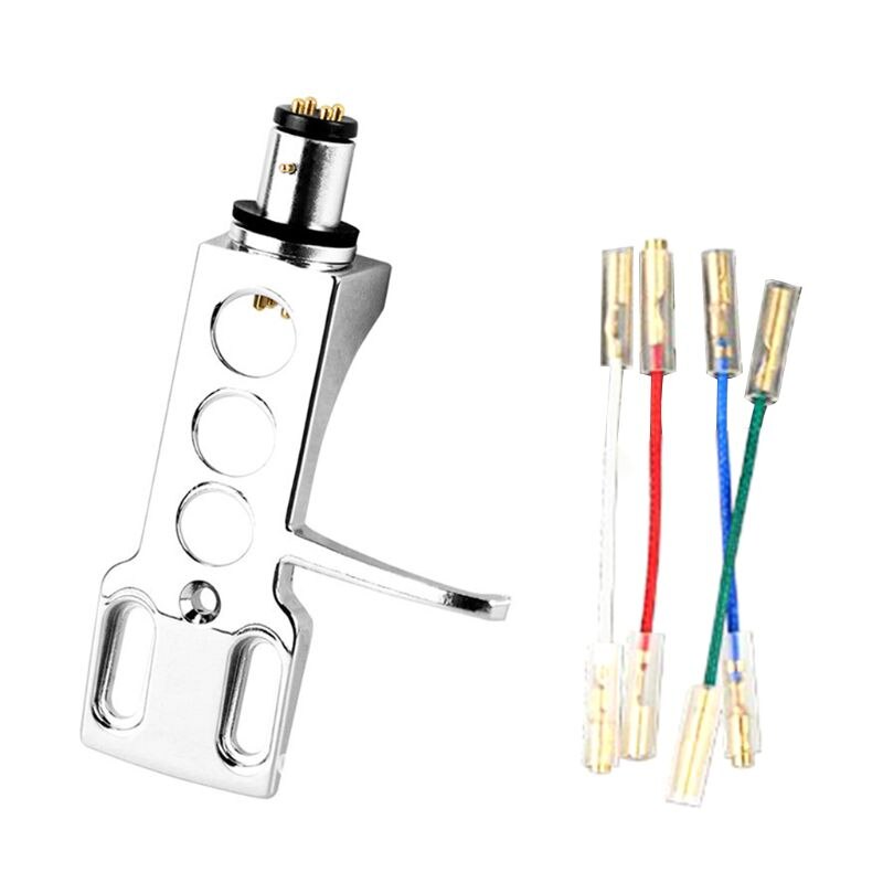 1Set Universal LP Disc Record Player Phono Turntable Headshell Cartridge Rack with 4 Leadwires for Direct-Drive Turntable: Silver