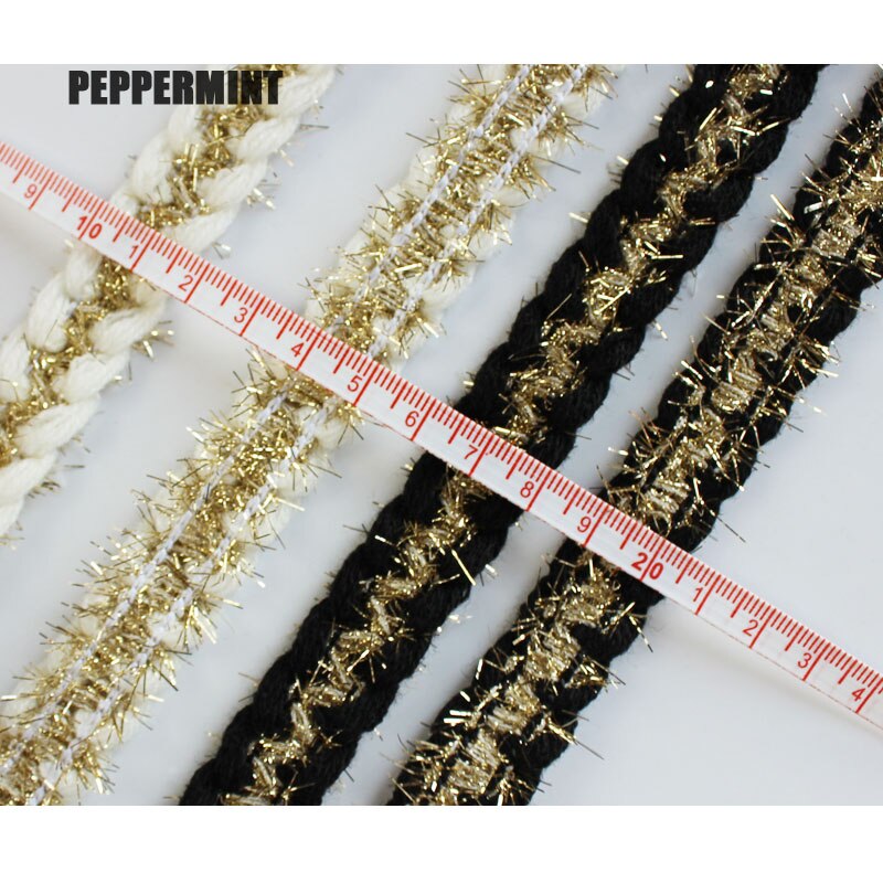 1 yard Black & white Braid Trim golden Gemengde Touw Kant deco geweven Singels Naaien Accessoire voor Kleding DIY Trimmen