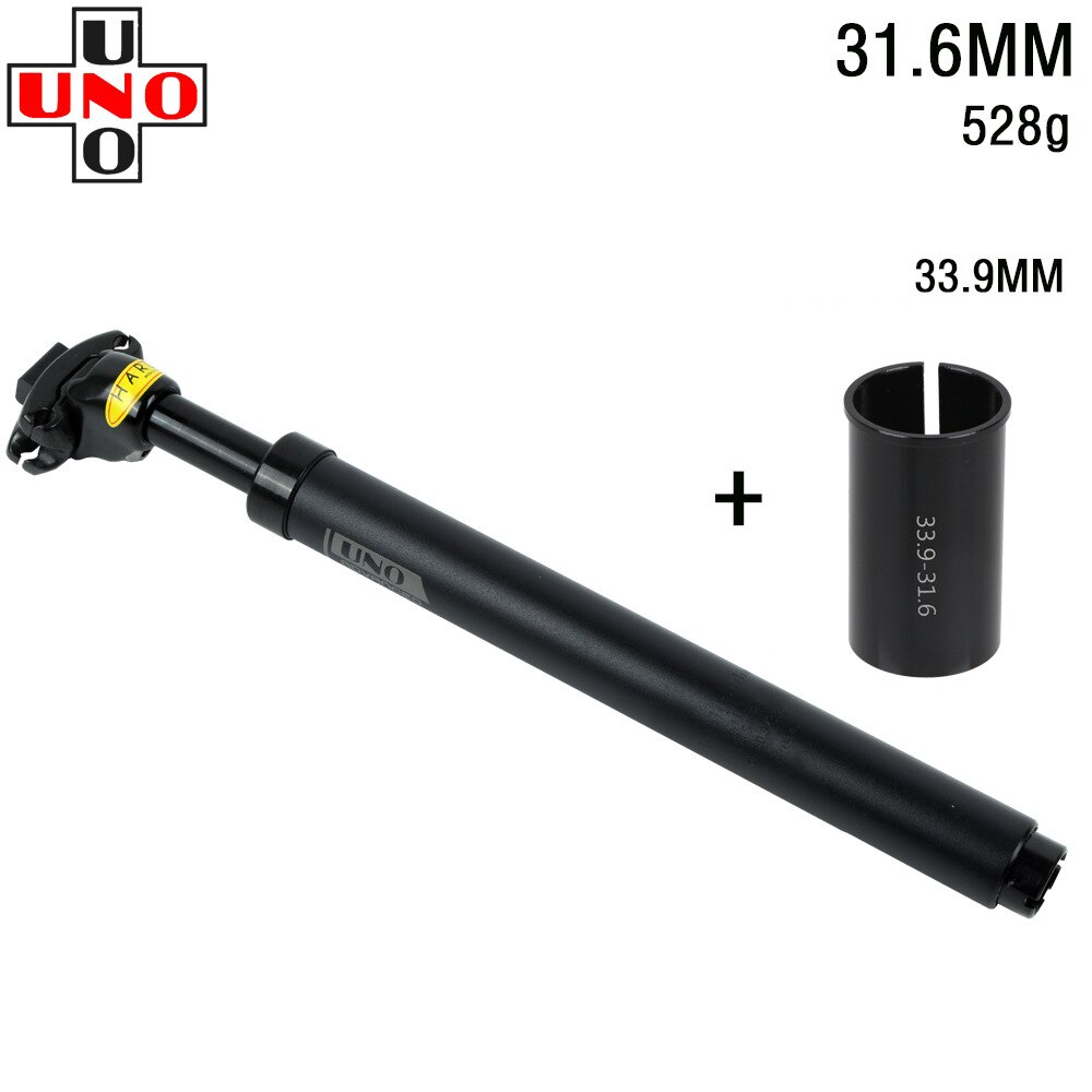 UNO MTB Suspension Sattelstütze Mountainbike Sattelstütze 27,2mm 28,6 30 30,4 30,9 31,6mm X350MM Stoßdämpfer Dämpfung ultraleicht: 33.9x350mm black