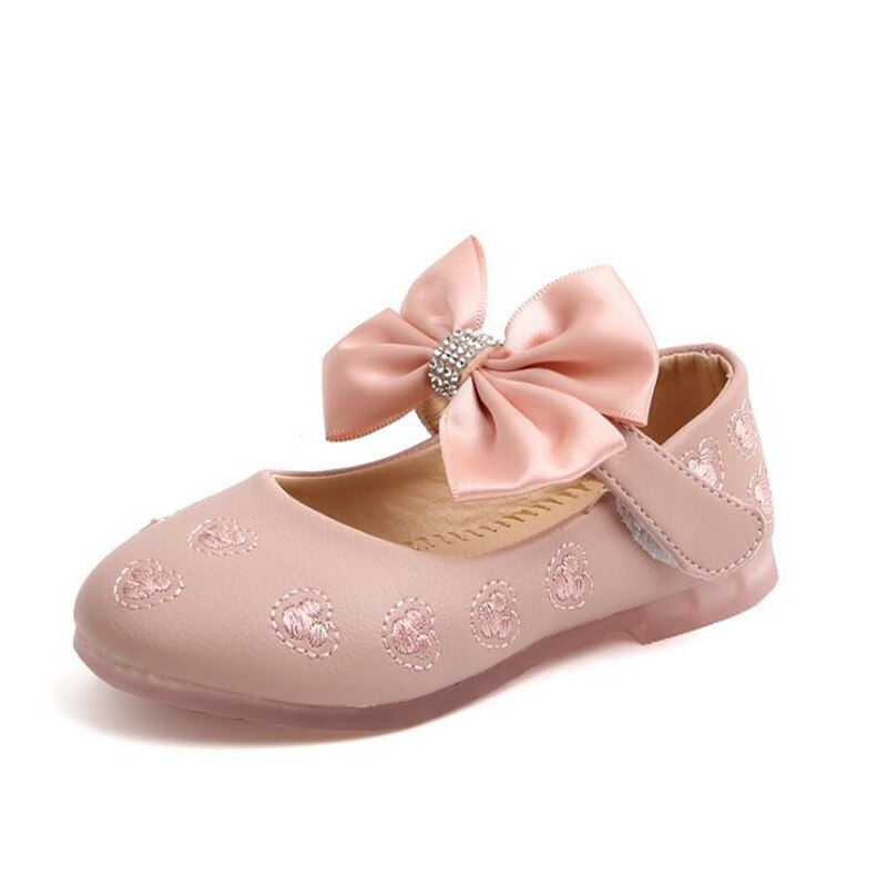 Baby piger læder sko ballet flade sko til bryllupsfest prinsesse kjole sko til piger: Lyserød / 6