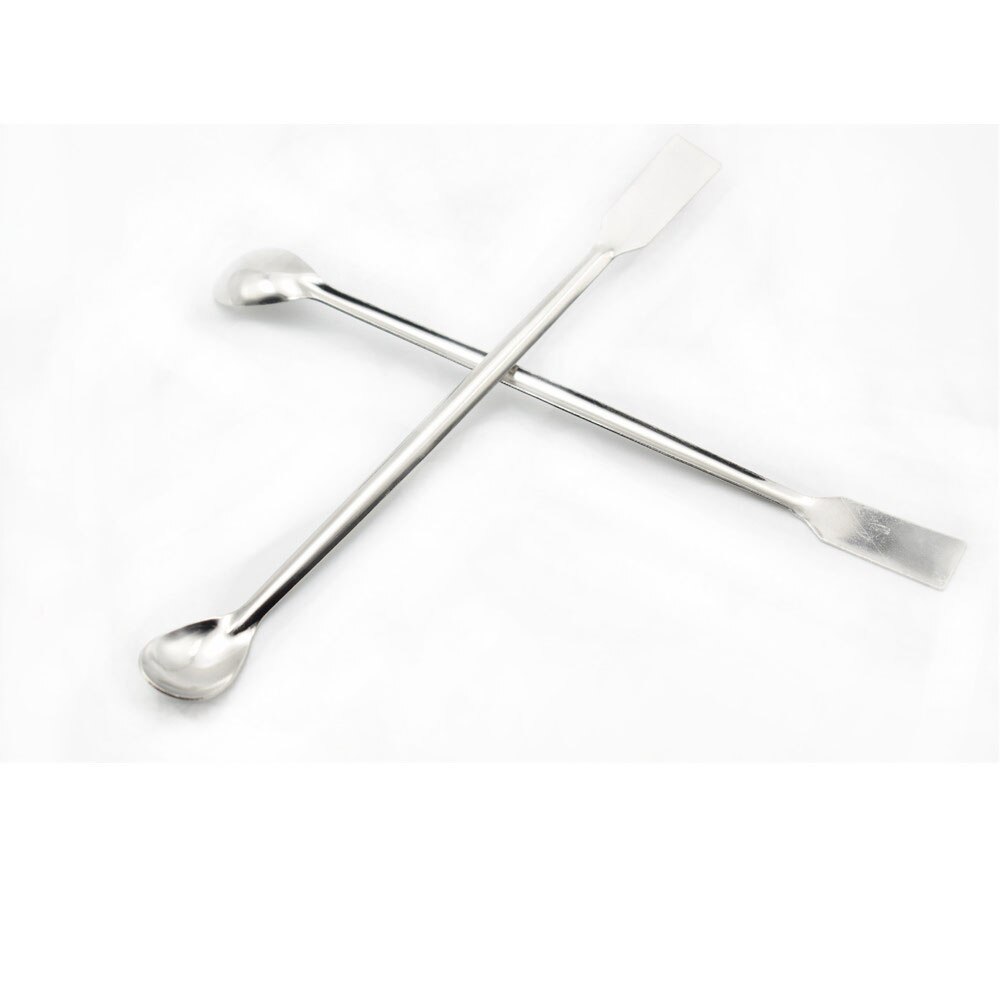 1 Uds 20cm de longitud reactivo de doble extremo de acero inoxidable cuchara de muestreo de laboratorio espátula para utensilios de cocina herramientas de cocina