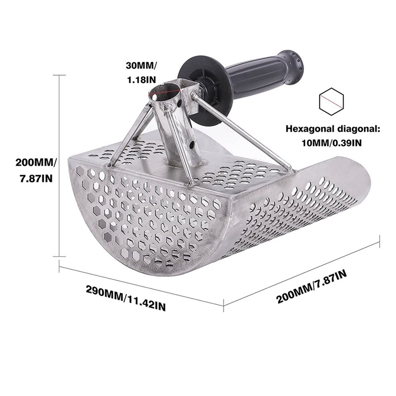 Metaaldetector Zand Scoop Metaal Detecteren Strand Scoop Rvs Met Hexahedron 0.39in Gaten Voor Schatzoeken