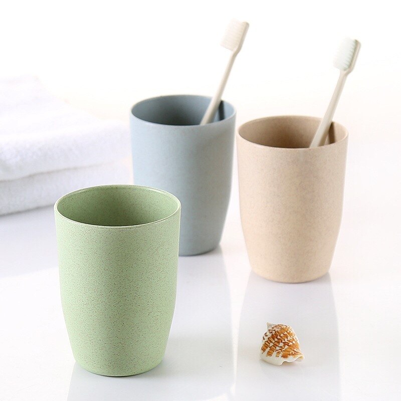Plastic Wheat Straw Tea Cup Eco-Friendly Plastic Cup Coffee Tea Milk Drink Cup Toothbrush Cup for Bathroom Kitchen Cup
