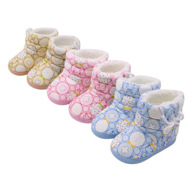 0-12M Winter Mode Jongens Meisjes Bear Printing Katoen Laarzen Baby Schoenen Baby Snowboots Zacht