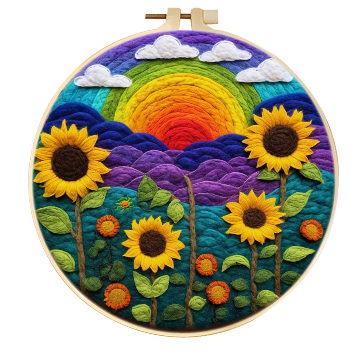 SDOYUNO-Calligraphy And Painting Wool Felt Embroidery Frame Sunflower Stitch Diy Craft Supplies Wool Burlap Set Home Decoration: DARK GRAY