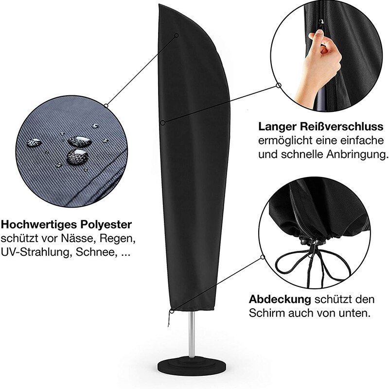 210D Polyester Cantilever Parasol Protective Cover Outdoor Dustproof Parasol Covers Rain Gear Umbrella Organization Bag 205*57cm