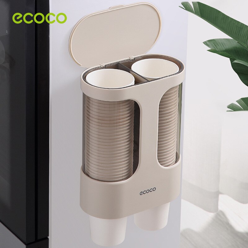 Dispensador de vasos de papel desechables, soporte de vaso de plástico para dispensador de agua, estante de almacenamiento de vasos automático montado en la pared, contenedor #8