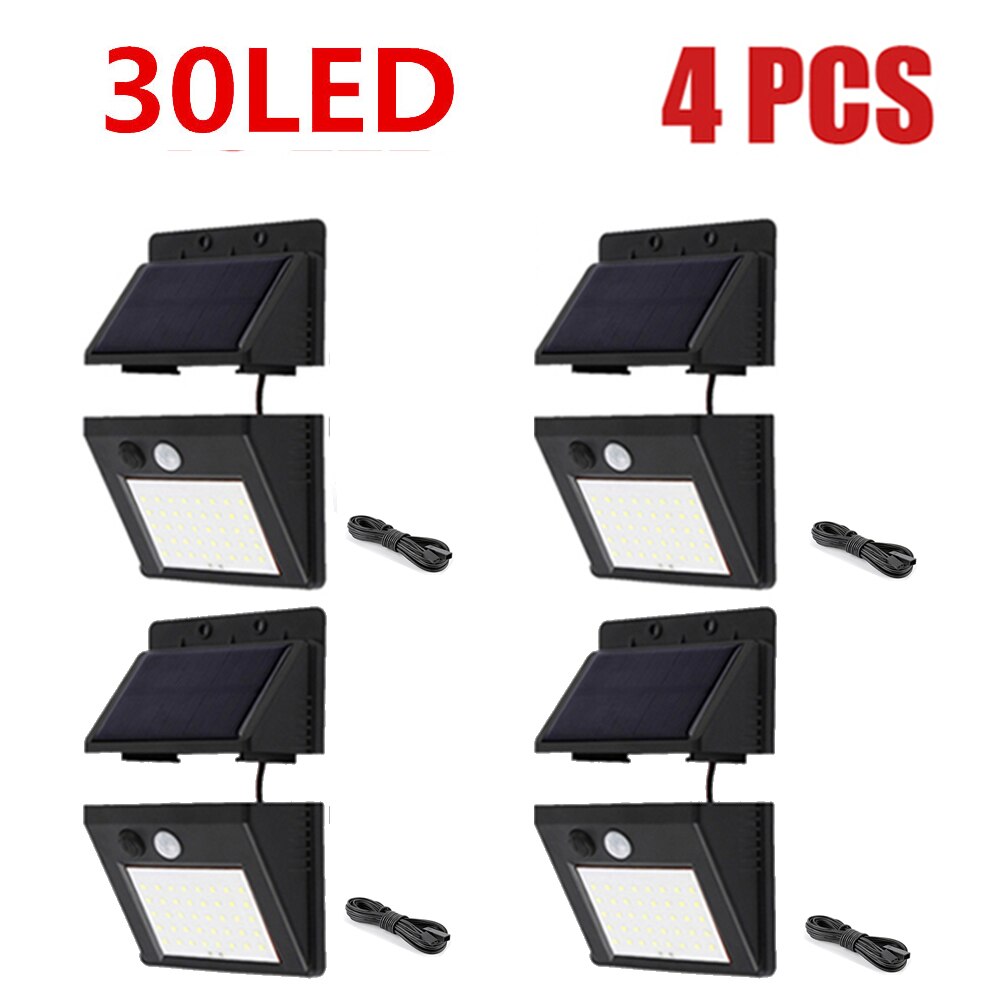 48/30 Led Waterdicht Solar Buitenlamp Outdoor Lamp Motion Sensor Detector Muur Light Path Garage Patio Verlichting Security Night L: Separated 4pcs