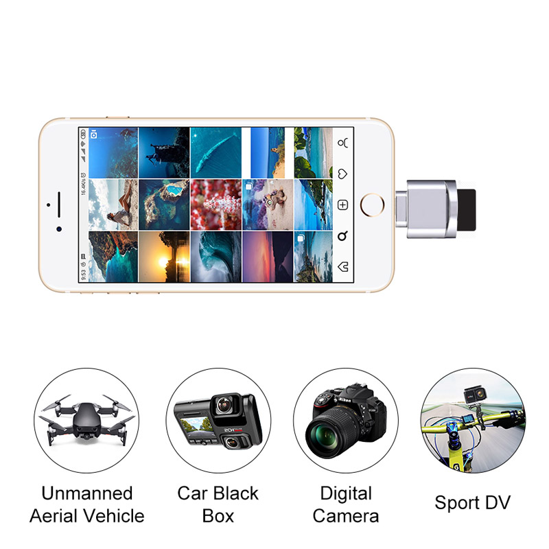 Tf kortlæser til lyn til mikro sd adapter 3. 0 til iphone 7 8 6s plus 11 max x xs xr hukommelseskort adapter otg til ios 13