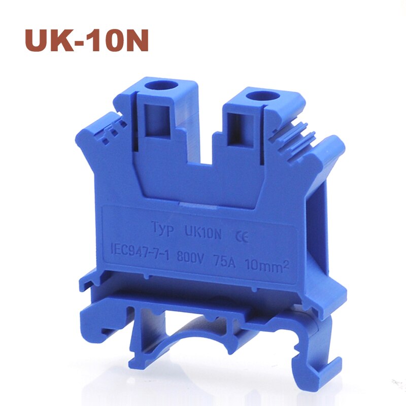 50Pcs Din Rail Universal Screw Terminal Blocks UK-10N Morsettiera Electrical Wire Terminals Block Connector Brass Bornier 75A