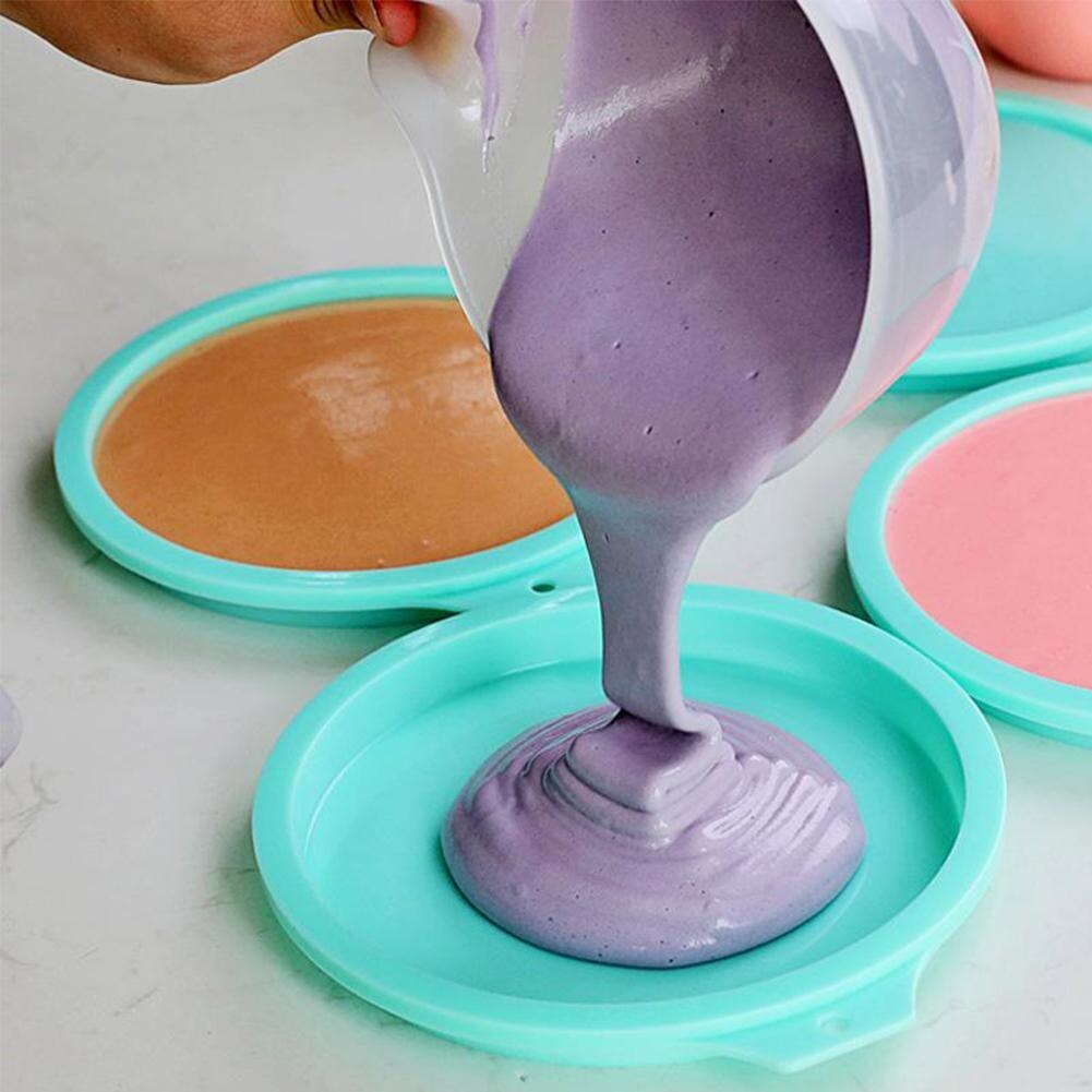 6 Inch Non-Stick Silicone Round Rainbow Cake Mold Baking Pan Set Silicone Pizza Mold For Rainbow Cake Fondant Decoration Tools