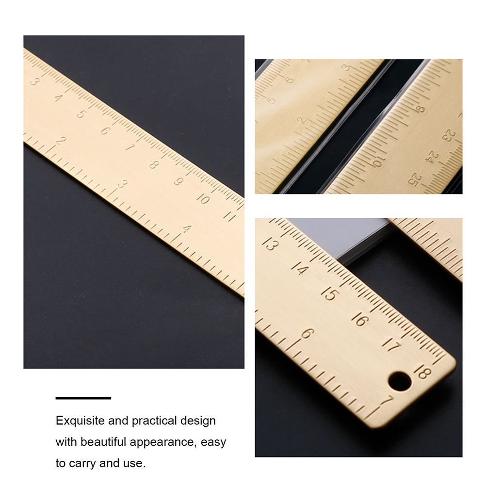 Office Measuring Ruler Decorative Brass Ruler Multi-functional Straight Ruler